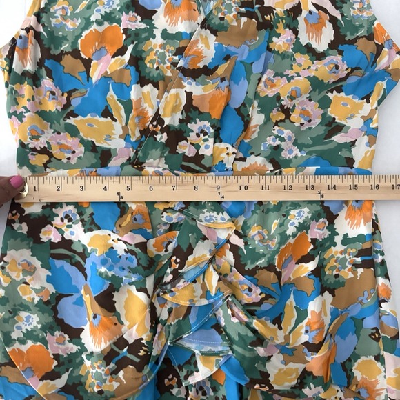 Missoni Abitto V-Neck Ruched Mini Dress Floral Sleeveless 46/12 Ruffle $520 NWOT - Picture 7 of 11